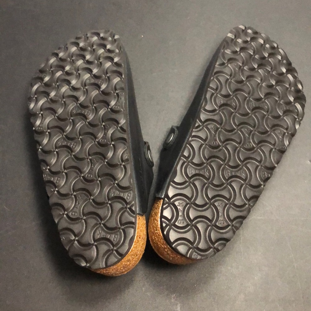 38/7 Leather & Cork Birkenstock Boston Clog Black - Picture 5 of 10